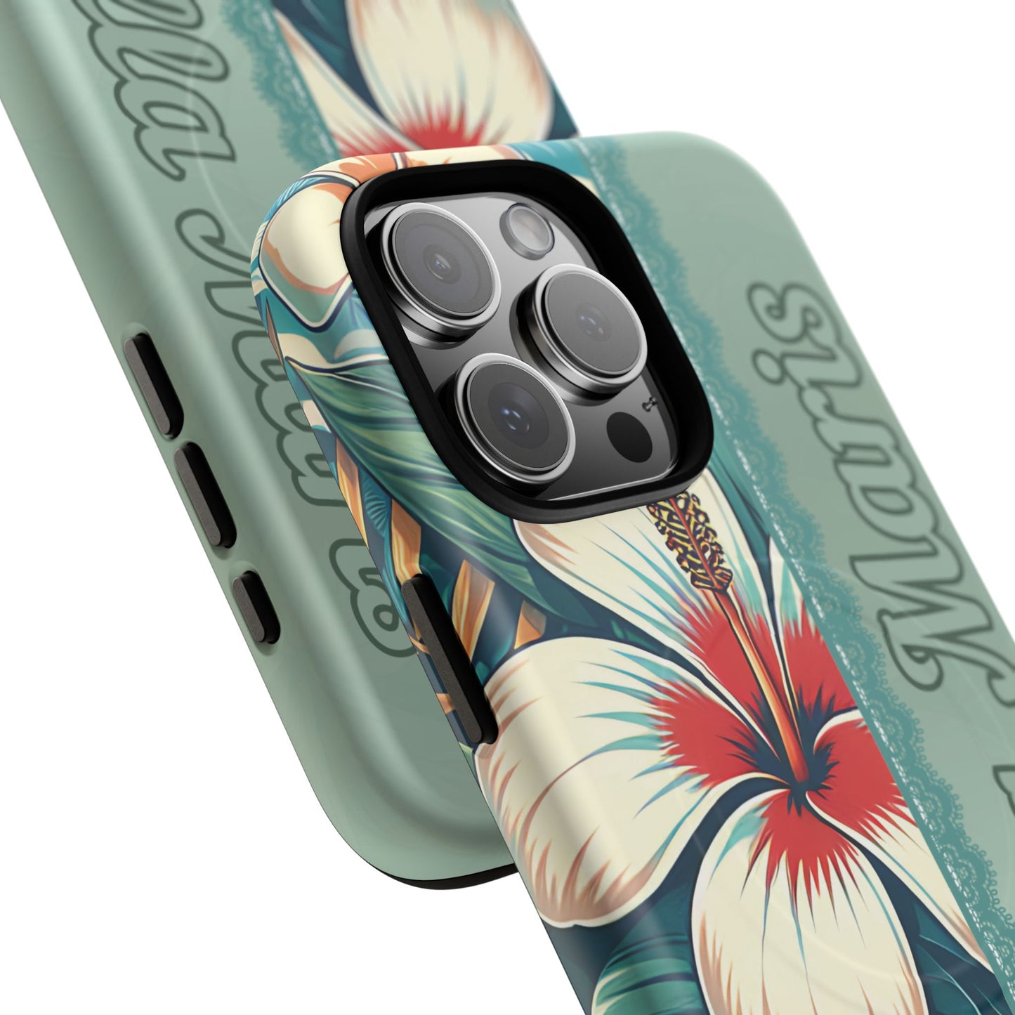 Personalized Tropical Floral Phone Case – Stylish Tough Magnetic Cases for iPhone, Customizable with Names, Perfect Gift for Nature Lovers