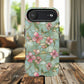 Aqua Bloom Serenity Tough iPhone Magnetic Cases, Cute Flower Design, Stylish Protection, Gift for Her, Trendy Accessories, iPhone MagSafe Accessory.