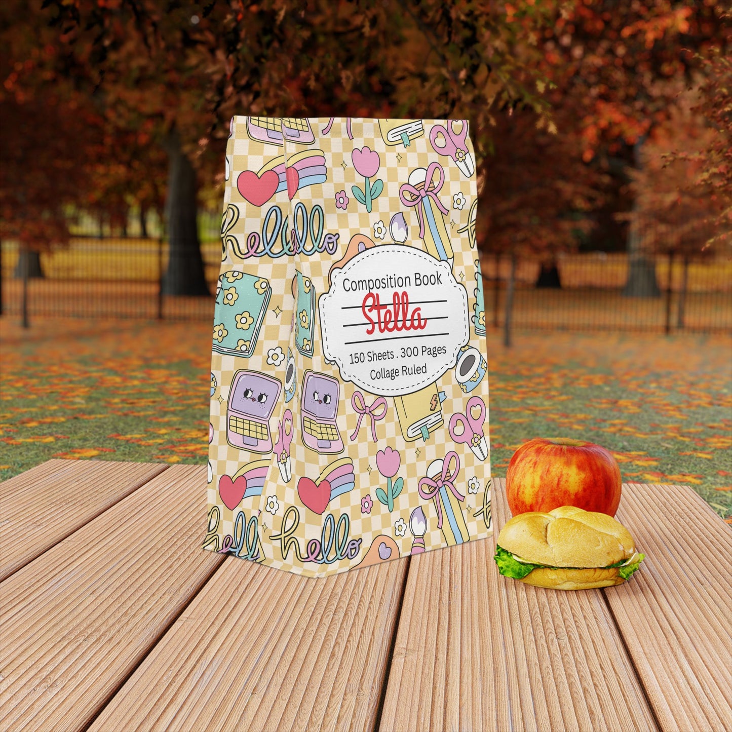 Custom Doodle Daydream Composition Book Inspired Stylish Polyester Lunch Box for Kids - Perfect for School, Picnics, or Snacks | Personalized ABC Design, Back to School, Family [...]
