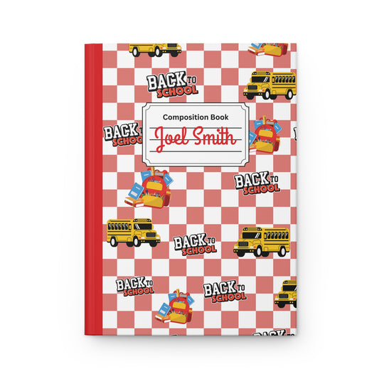 Custom Red SchoolYard Chic Composition Book Inspired Ruled Hardcover Journal for Kids, Fun School Notebook, Customizable Composition Book, Back to School Gift, Learning Organizer