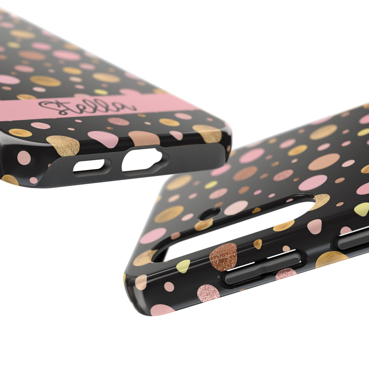 Personalized Gold & Pink Confetti Tough Phone Case — Glitter Dot Protective Phone Cover