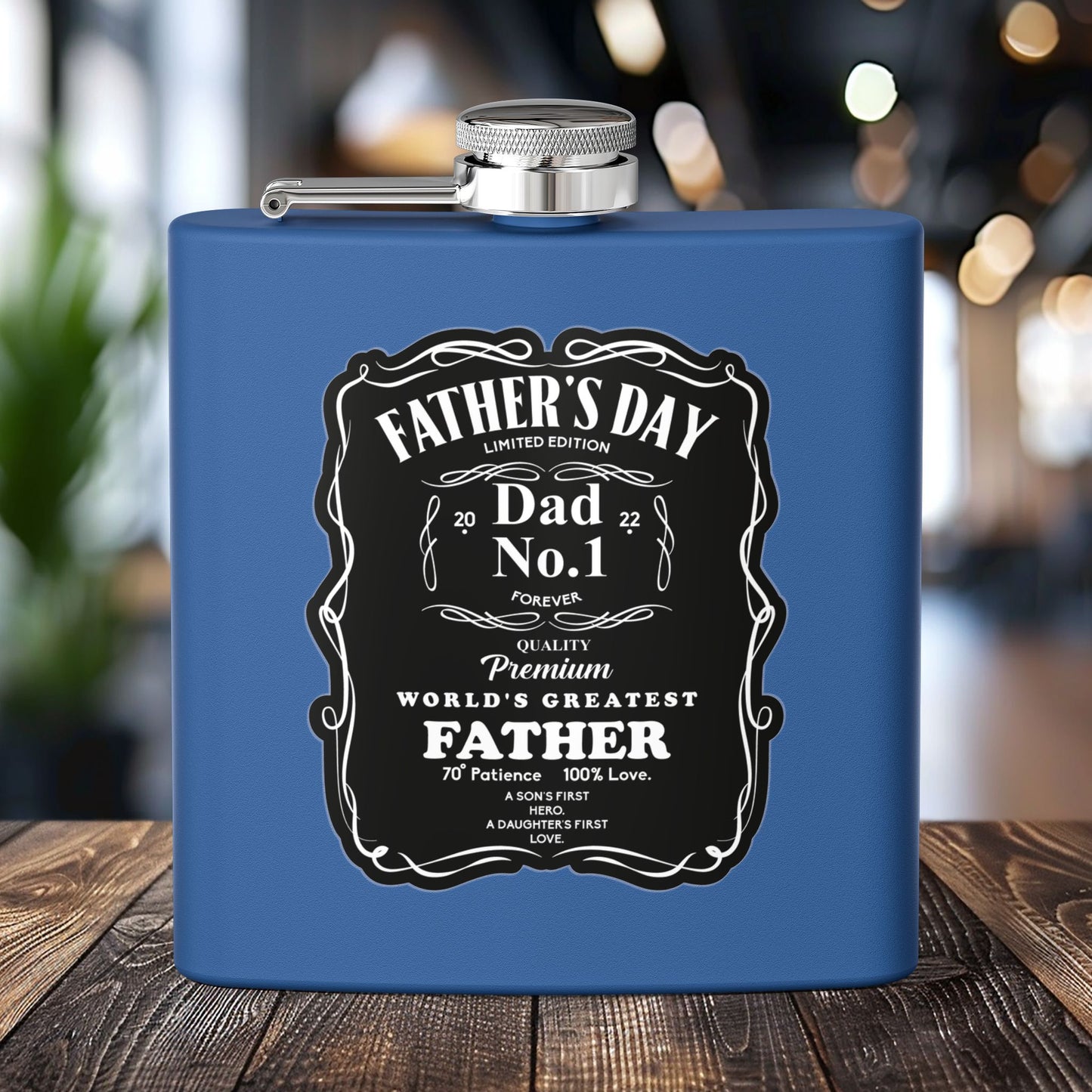 Father's Day Stainless Steel Flask - World's Greatest Dad Gift, Personalized Hip Flask, Groomsmen Gift, Engraved Drinkware