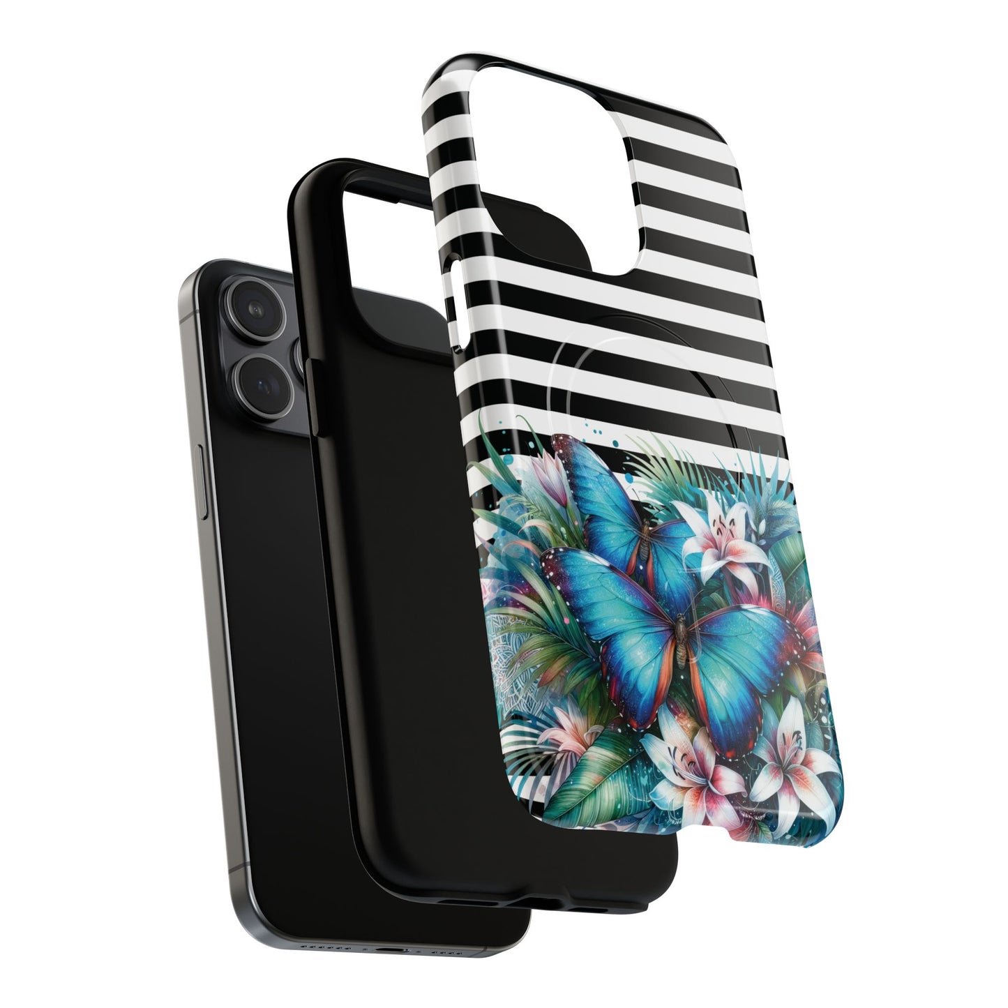 Wings of Wonder Tough iPhone Magnetic Case, Stylish Protection, Durable iPhone Cover, Butterfly Design Gift, Floral Case,Trendy Tech Accessory.