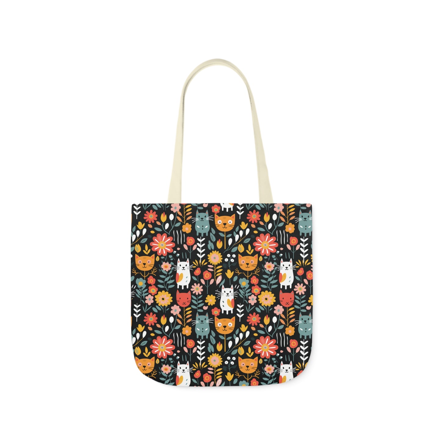 Whimsical Feline Garden Canvas Tote Bag