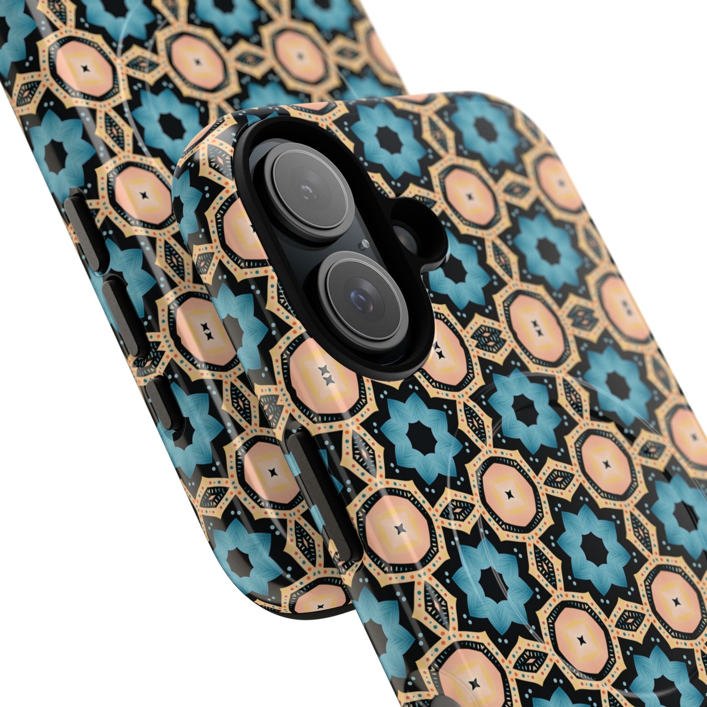 Sahara Star Mosaic Colorful Geometric iPhone Cases, Tough Magnetic iPhone Cases, Vibrant Design iPhone Cover, Durable iPhone Protection, Stylish Tech Accessories.