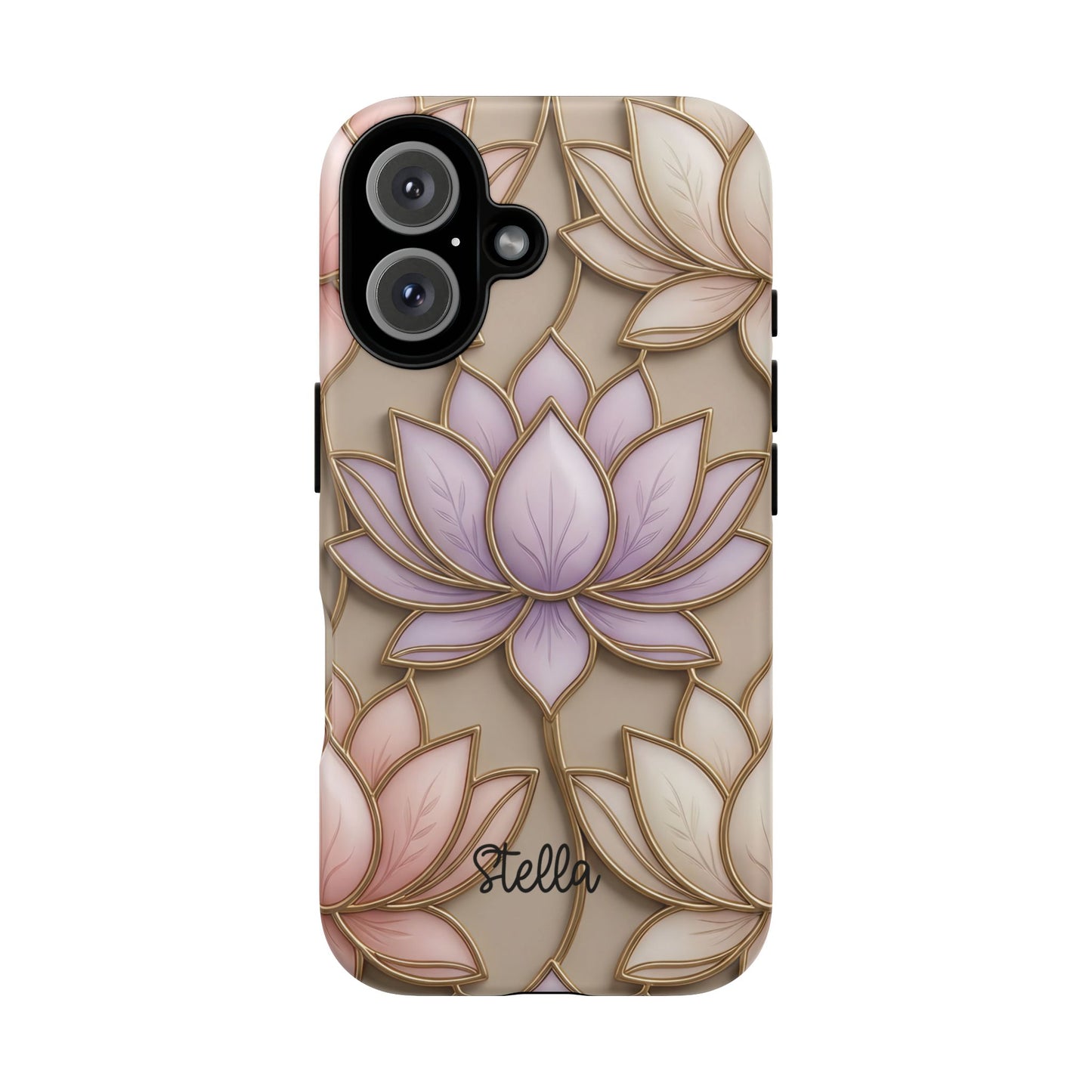 Personalized Lotus Floral Stained Glass Effect Tough Phone Case