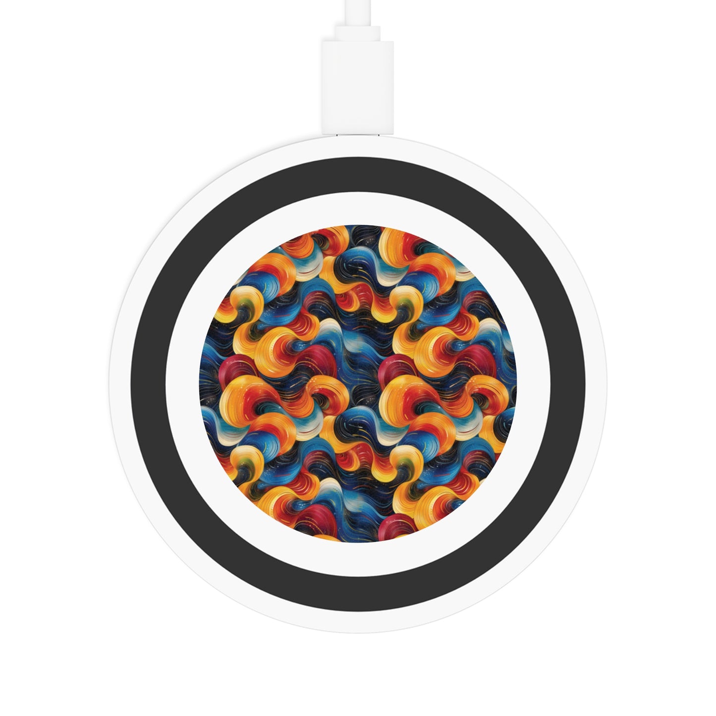 Cosmic Swirl Colorful Quake Wireless Charging Pad - Vibrant Abstract Design for Home & Office