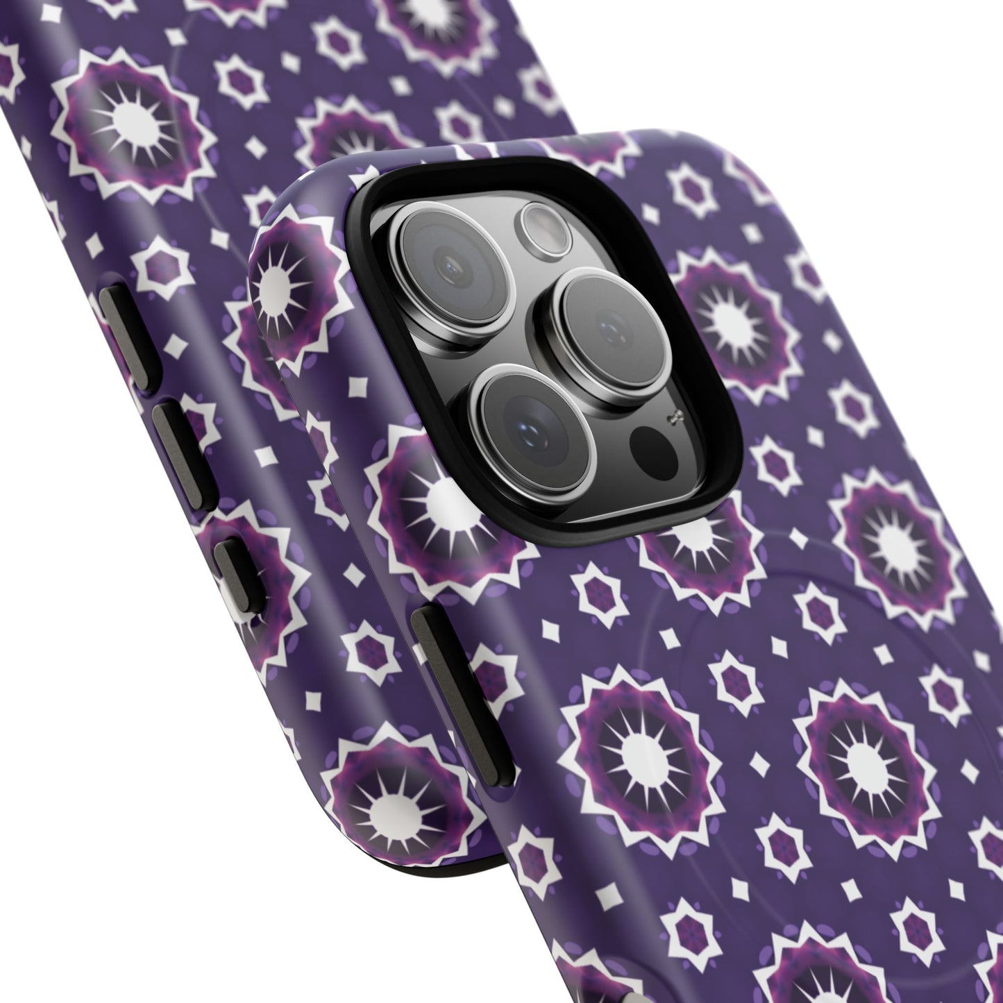 Violet Nova Bloom Stylish Tough Magnetic iPhone Case, Purple Floral iPhone Cover, Durable Cell iPhone Protector, Gift for Her, Mother's Gift