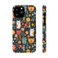 Whimsical Feline Garden iPhone and Samsung Case With Card Holder