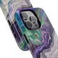 Stylish Purple Acrylic Tough Magnetic iPhone Cases, Unique Protective Cases for iPhone, Colorful Marble Design, Great Gift for iPhone Lovers