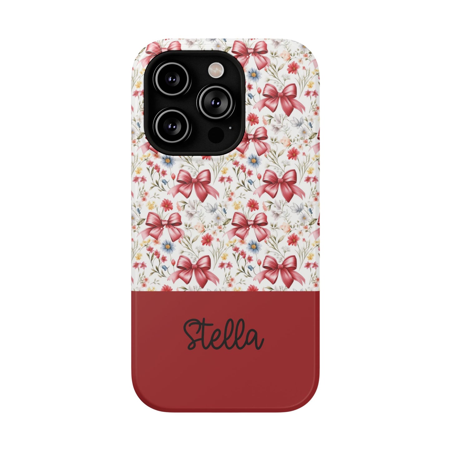Personalized Rosette Coquette Floral Bow iPhone and Samsung Impact-Resistant Case — Custom Name Case
