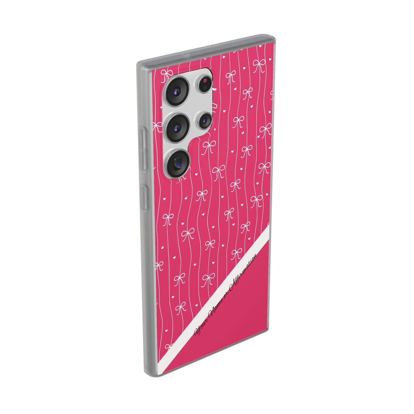 Personalized Pink Bow Coquette Slim Flexi iPhone and Samsung Cases — Custom Name or Affirmation