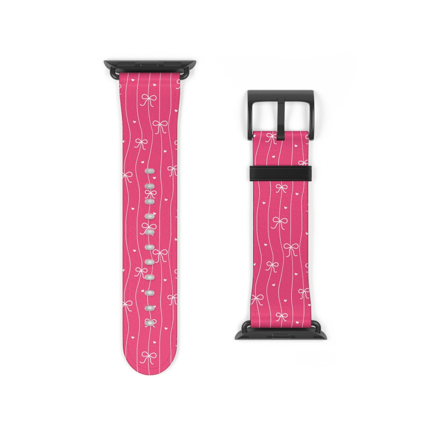 Pink Bow Coquette Watch Band ONLY — Cute Ribbon-Stripes Apple Watch Strap
