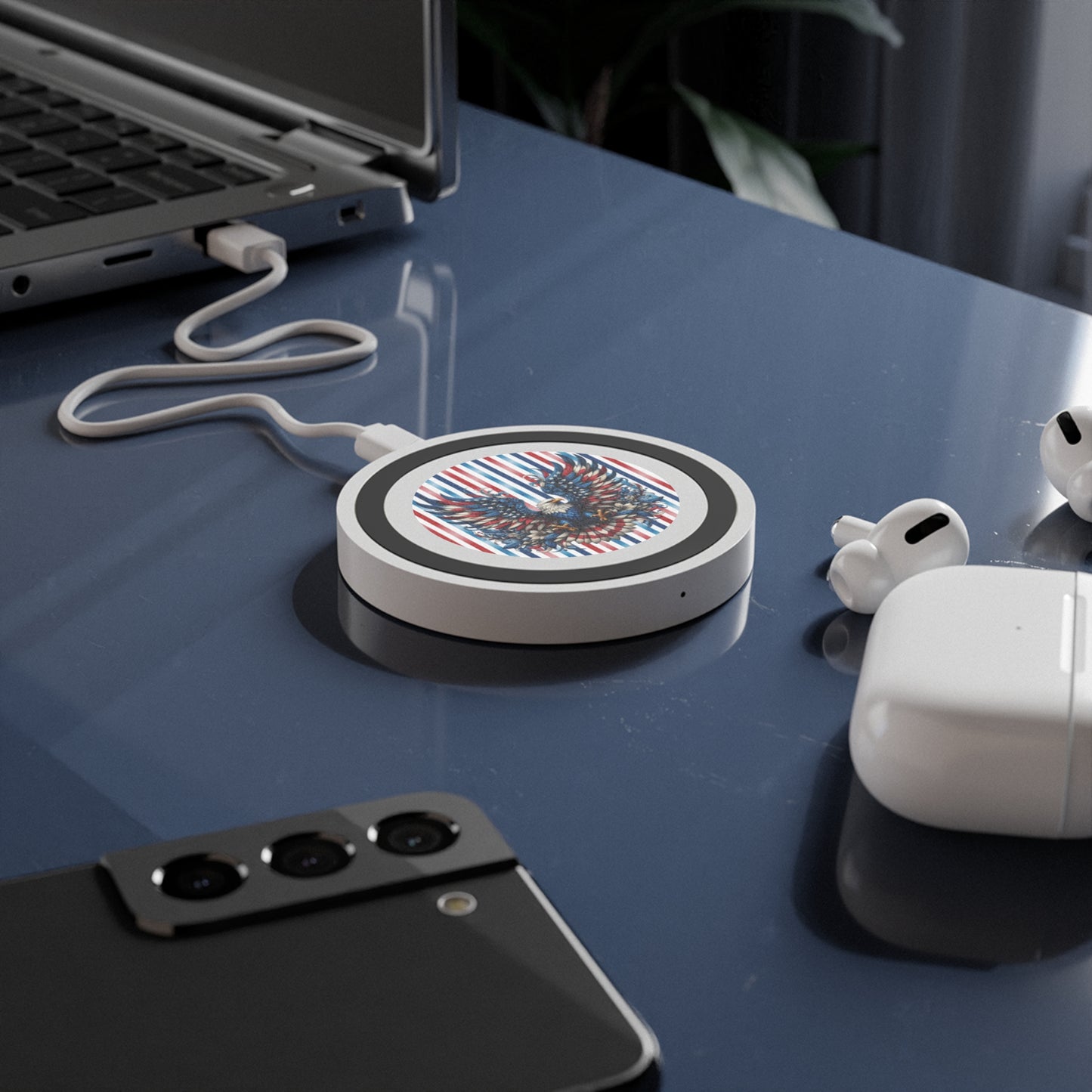 Patriotic Pride Wireless Charging Pad with Stripes
