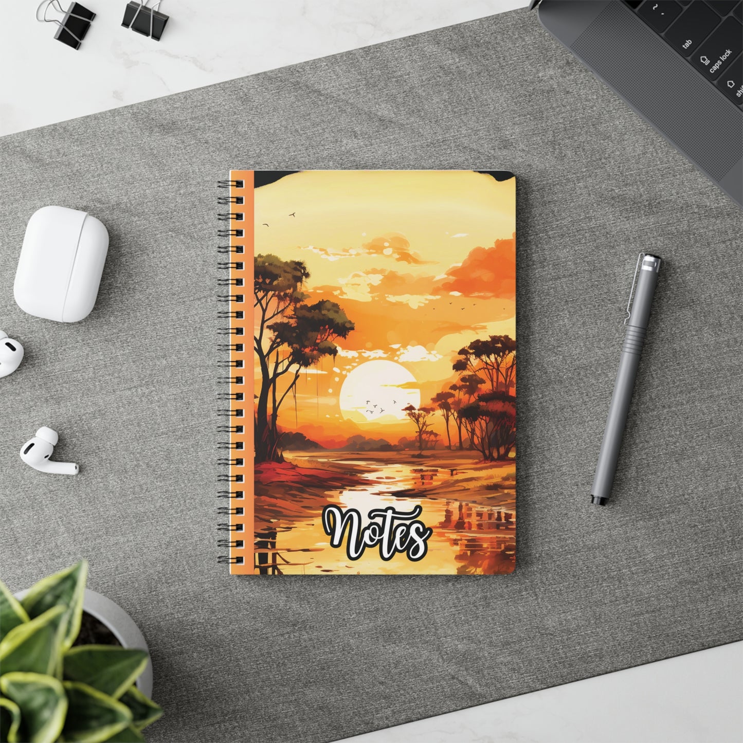 Sunset Serenity Wirobound Notebook, Notebook for Journaling, Sketching, Travel Journal, Gift for Nature Lovers, Eco-Friendly