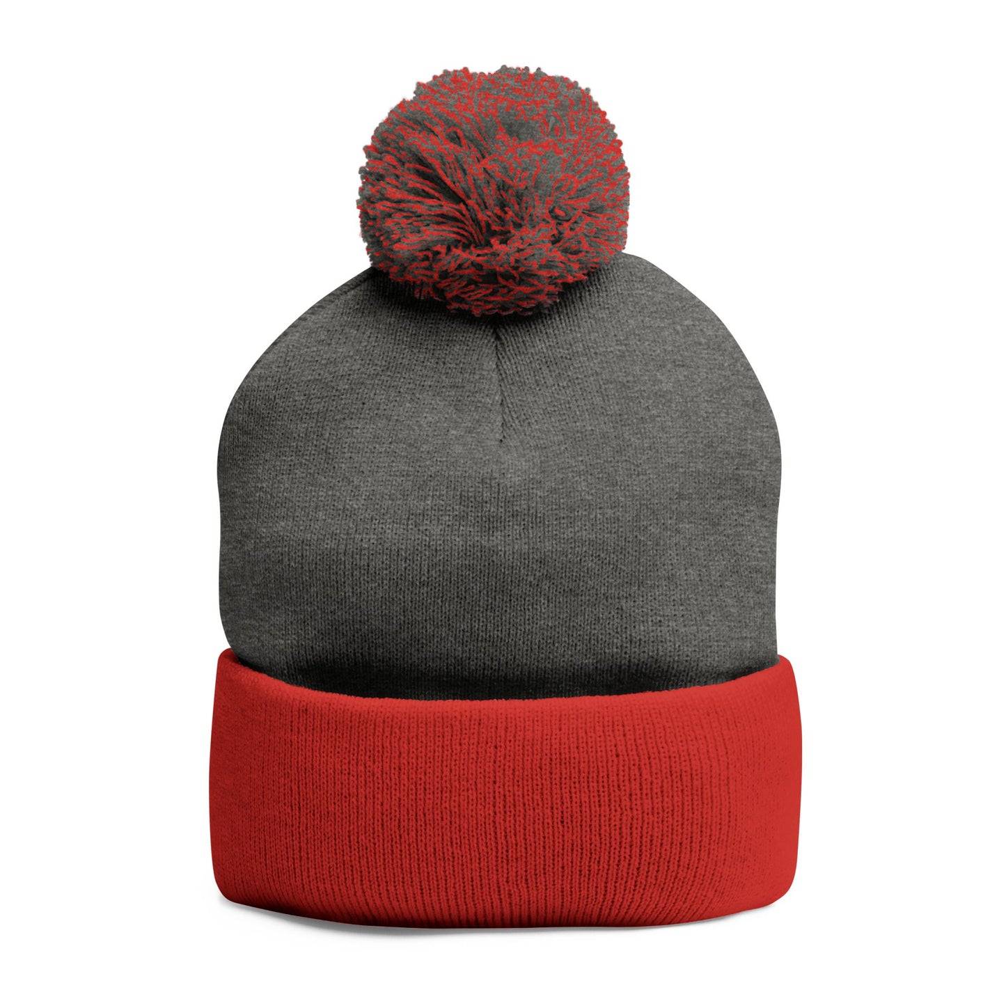Cozy Pom-Pom Coquette Knit Cap with Embroidered Red Bow