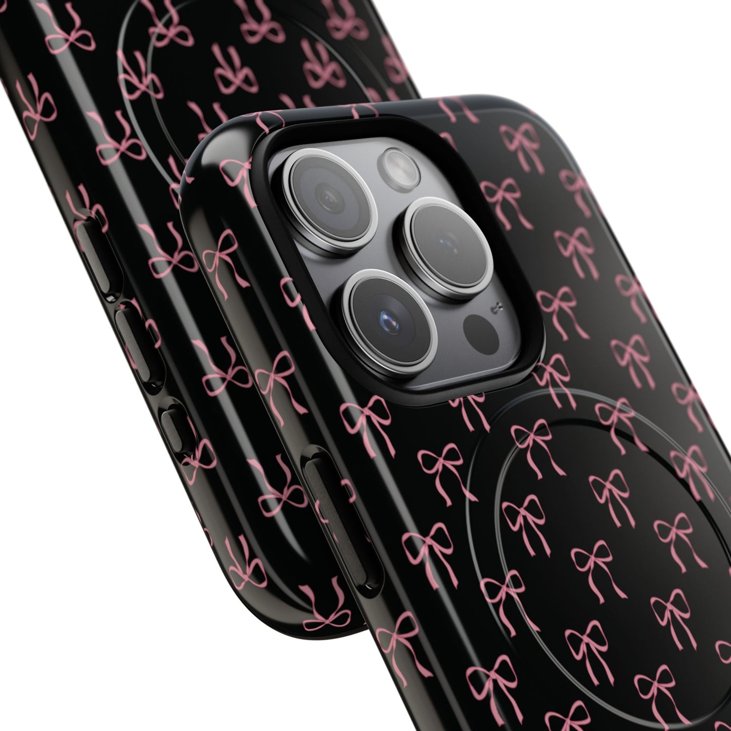 Coquette Chic Bow-Patterned Tough Magnetic iPhone Case, Stylish Gift for Her, Protective iPhone Cover, Trendy Accessory, iPhone Birthday Gift, Fashionable Tech