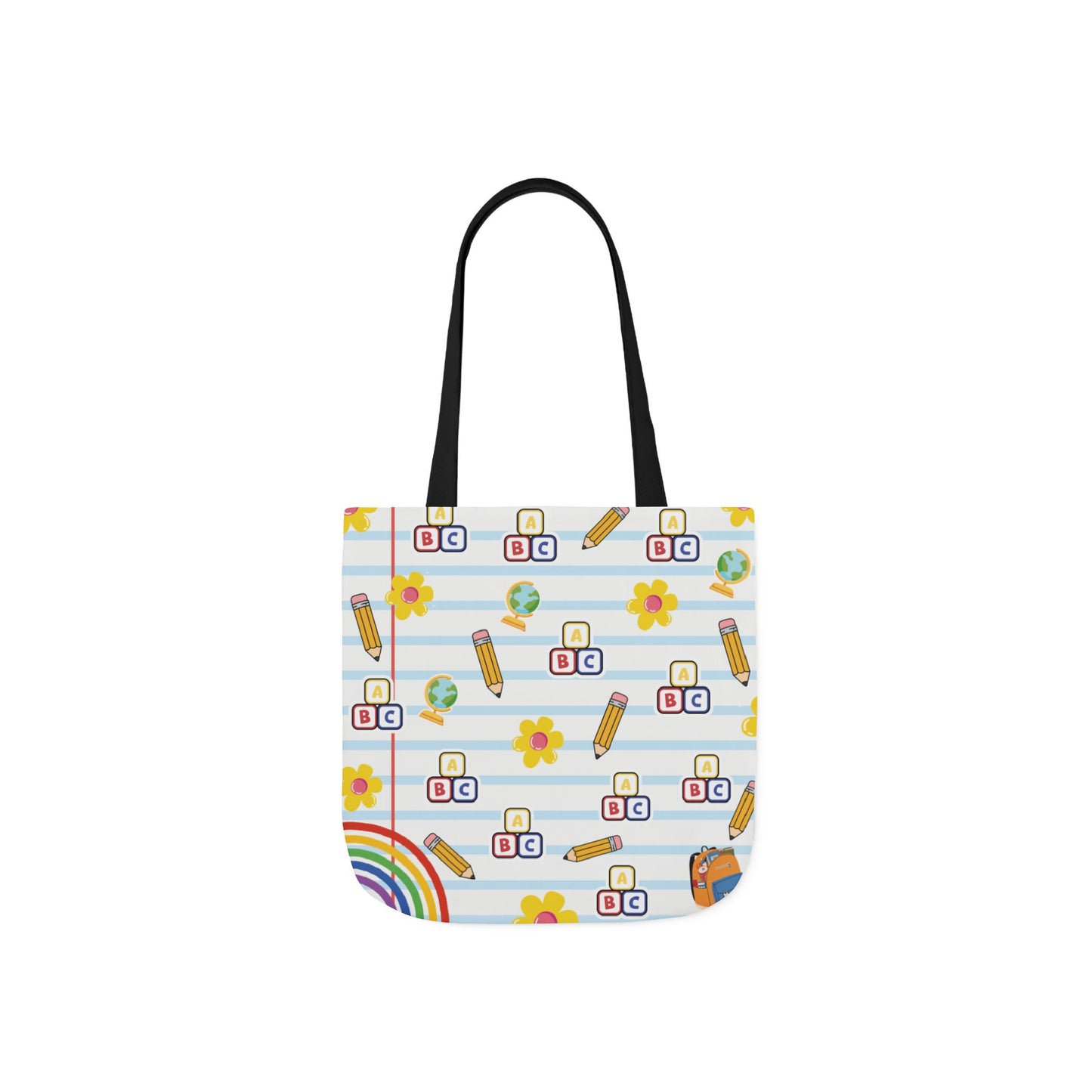 Personalized White Schoolyard Chic Composition Book Inspired Canvas Tote Bag with Colorful Straps, Cute School Bag, Eco-Friendly Tote, Back to School Shopping Bag, Teacher Gift Idea