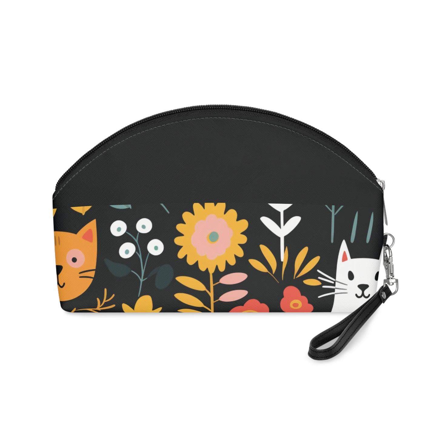 Whimsical Feline Garden Makeup Bag