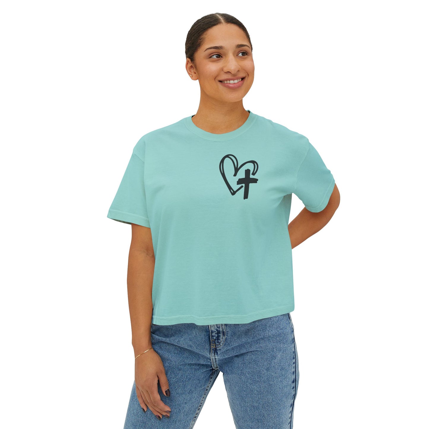 Faith and Floral Cross Women's Comfort Colors Boxy Tee