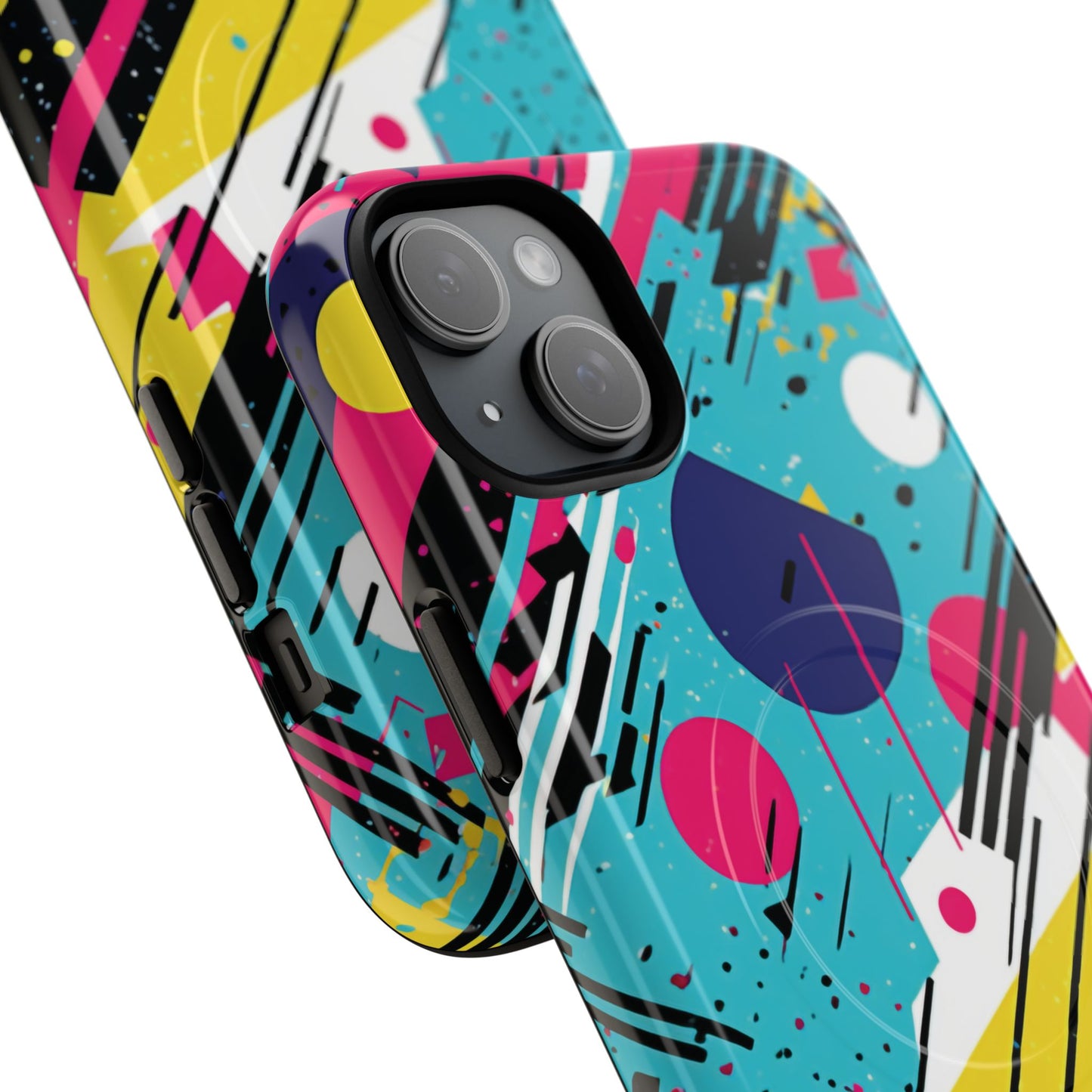 Retro Pop Vibes Magnetic iPhone Case with Abstract Design, Tough iPhone Cover, iPhone Accessory, Gift for Tech Lovers, Trendy iPhone Protector