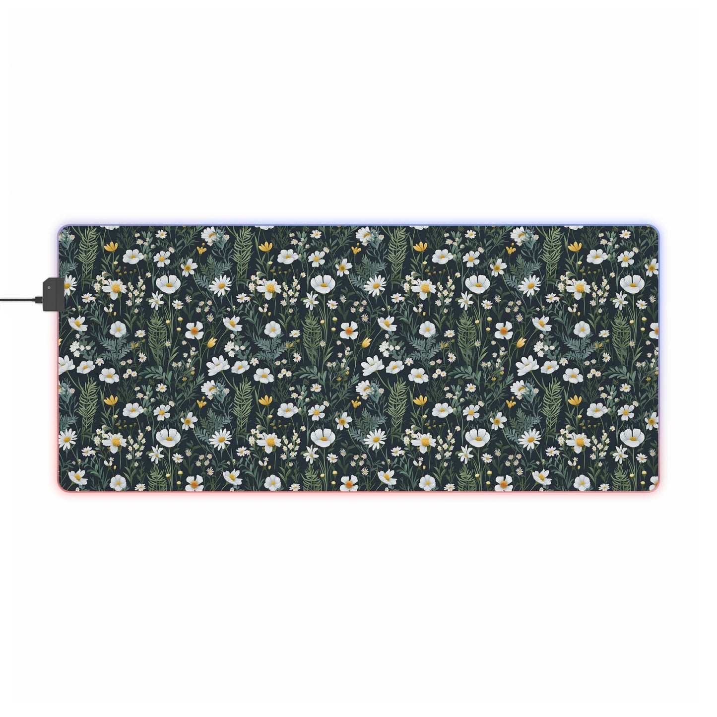 Daisy Delight Floral LED Gaming Mouse Pad – Custom Designed RGB Computer Accessory.