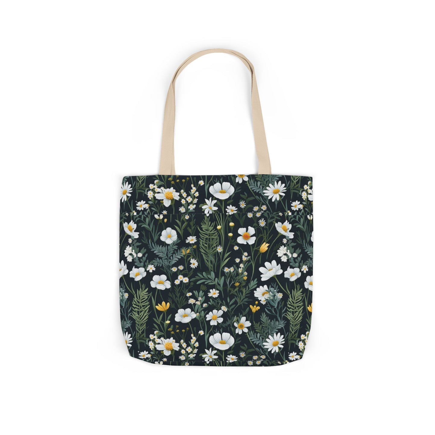 Daisy Delight Floral Canvas Tote Bag with 5-Color Straps | Eco-Friendly Shopping Bag