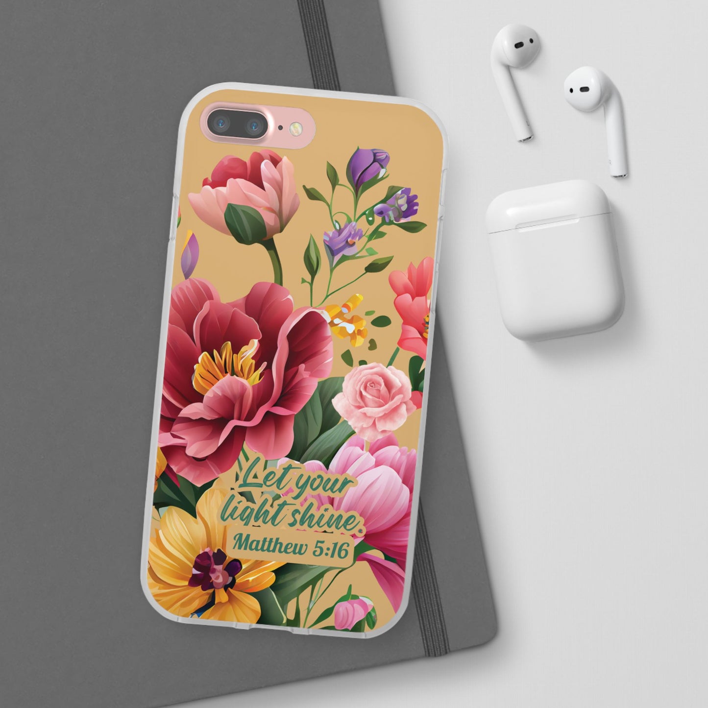 Floral Scripture Phone Case — "Let Your Light Shine" (Matthew 5:16) for iPhone and Samsung Cases.