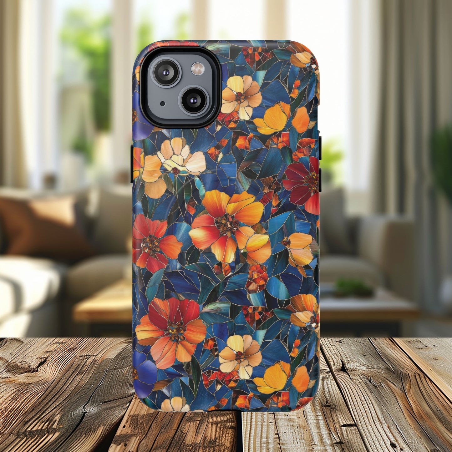 Cathedral Petals Tough Magnetic iPhone Case, Durable, Stylish, Unique Floral Design, Gifts for Her, Birthday, Everyday Use, Stained Glass iPhone Case.