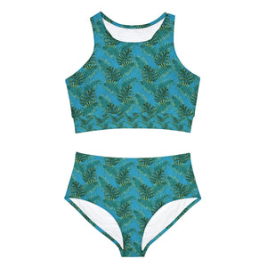 Blue Tropical Bliss Sporty Bikini Set (AOP)