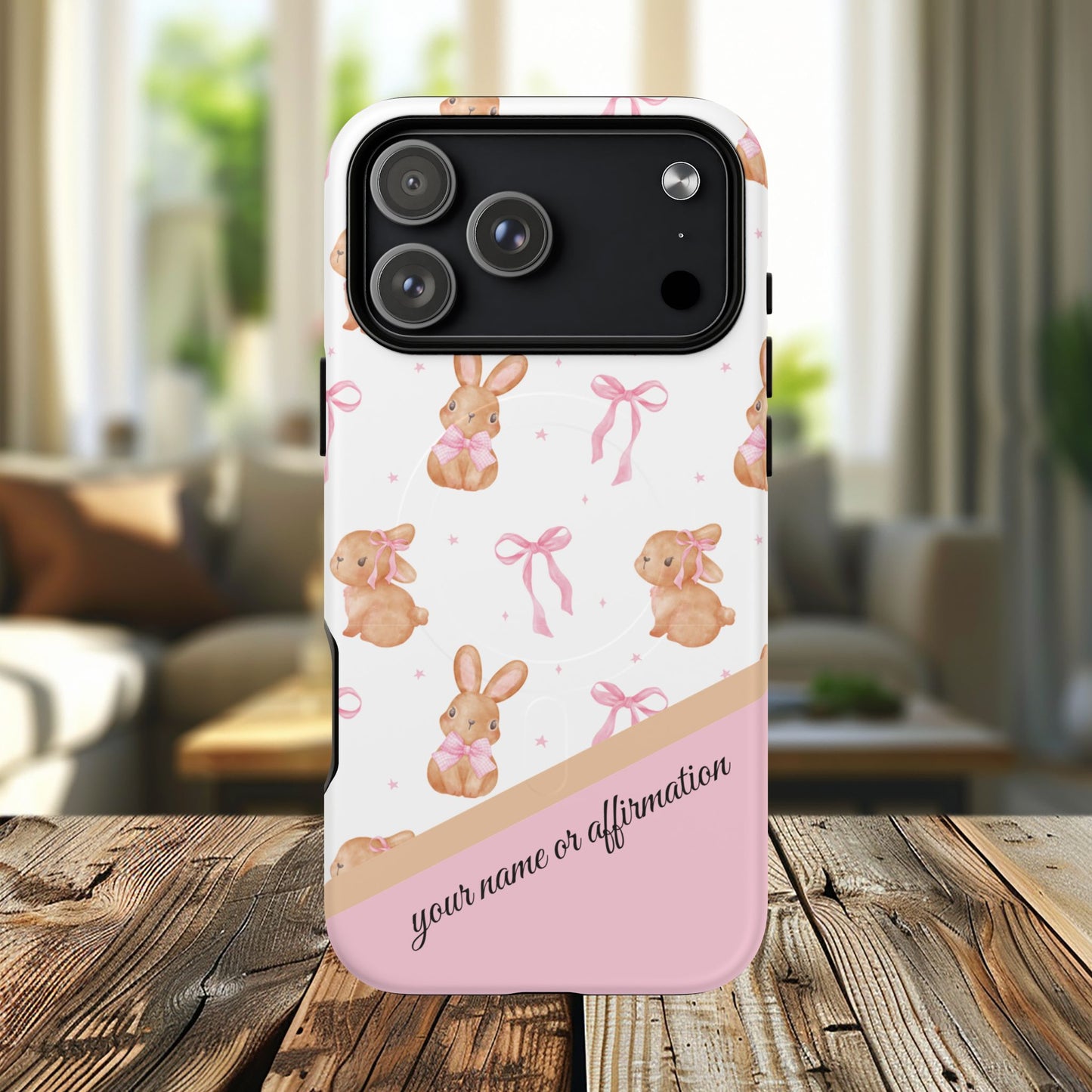 Personalized Bunny iPhone Case - Cute Animal Design, Tough MagSafe® Magnetic Case, Easter Gift, Spring Aesthetic, Kids Accessories