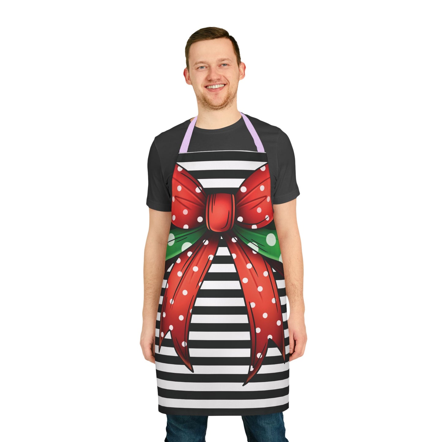 Striped Red Polka Dot Bow Chef's Apron