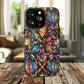 Luminous Whirl Tough Magnetic iPhone Cases, Vibrant Protection, Unique Floral Print, Durable Cover, Gift for Tech Lovers, iPhone Accessory, Stained Glass iPhone Design.