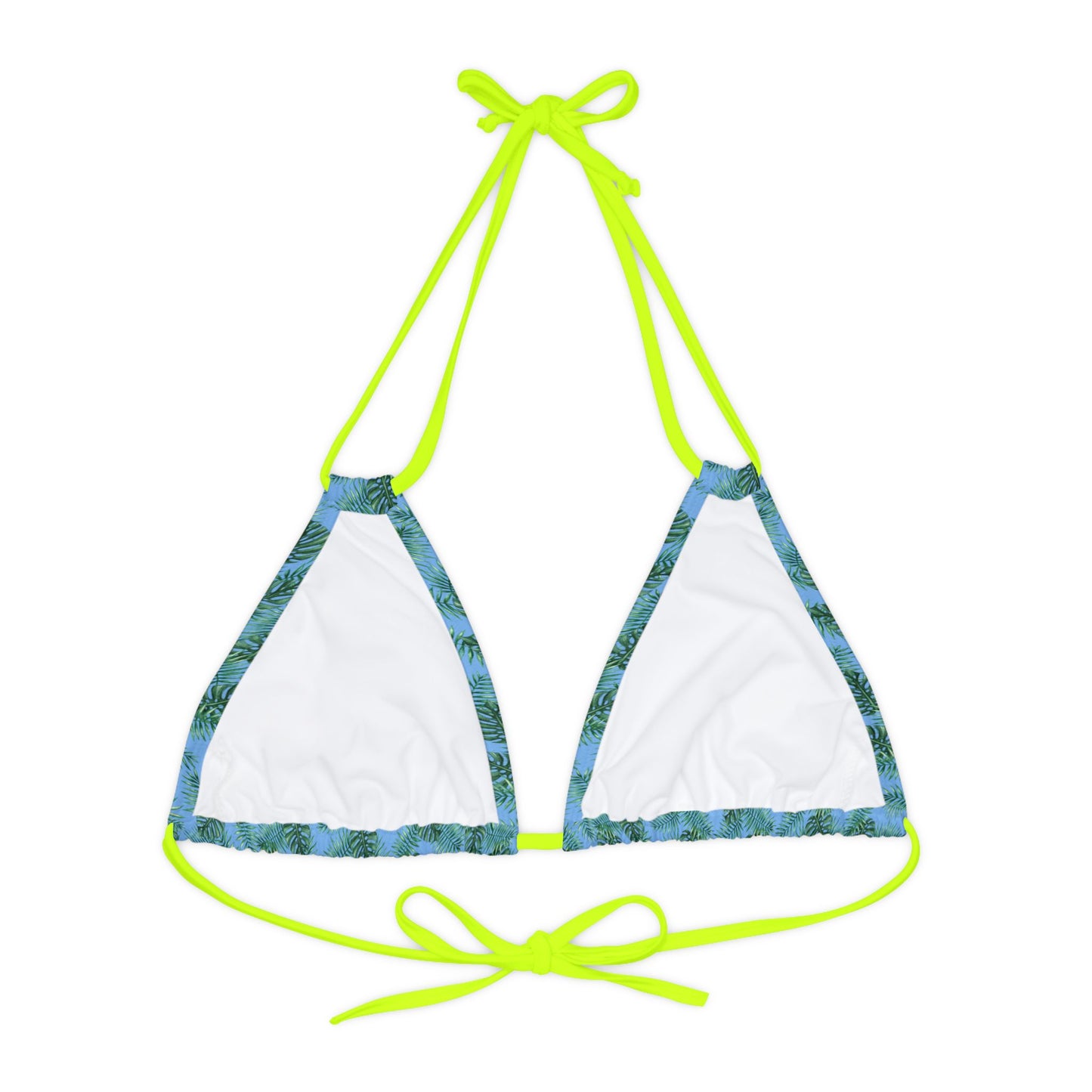 Blue Tropical Bliss Strappy Triangle Bikini Top (AOP)- (PY)