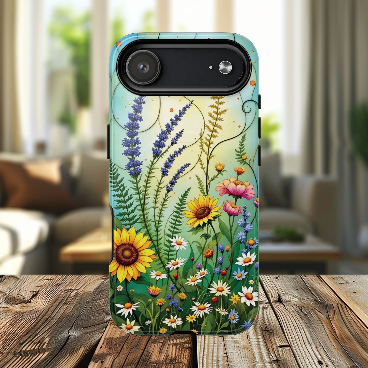 Floral Stained Harmony Glass Tough Magnetic Phone Case | Nature Inspired Design | Durable Protection | Gift for Nature Lovers | Spring Vibe