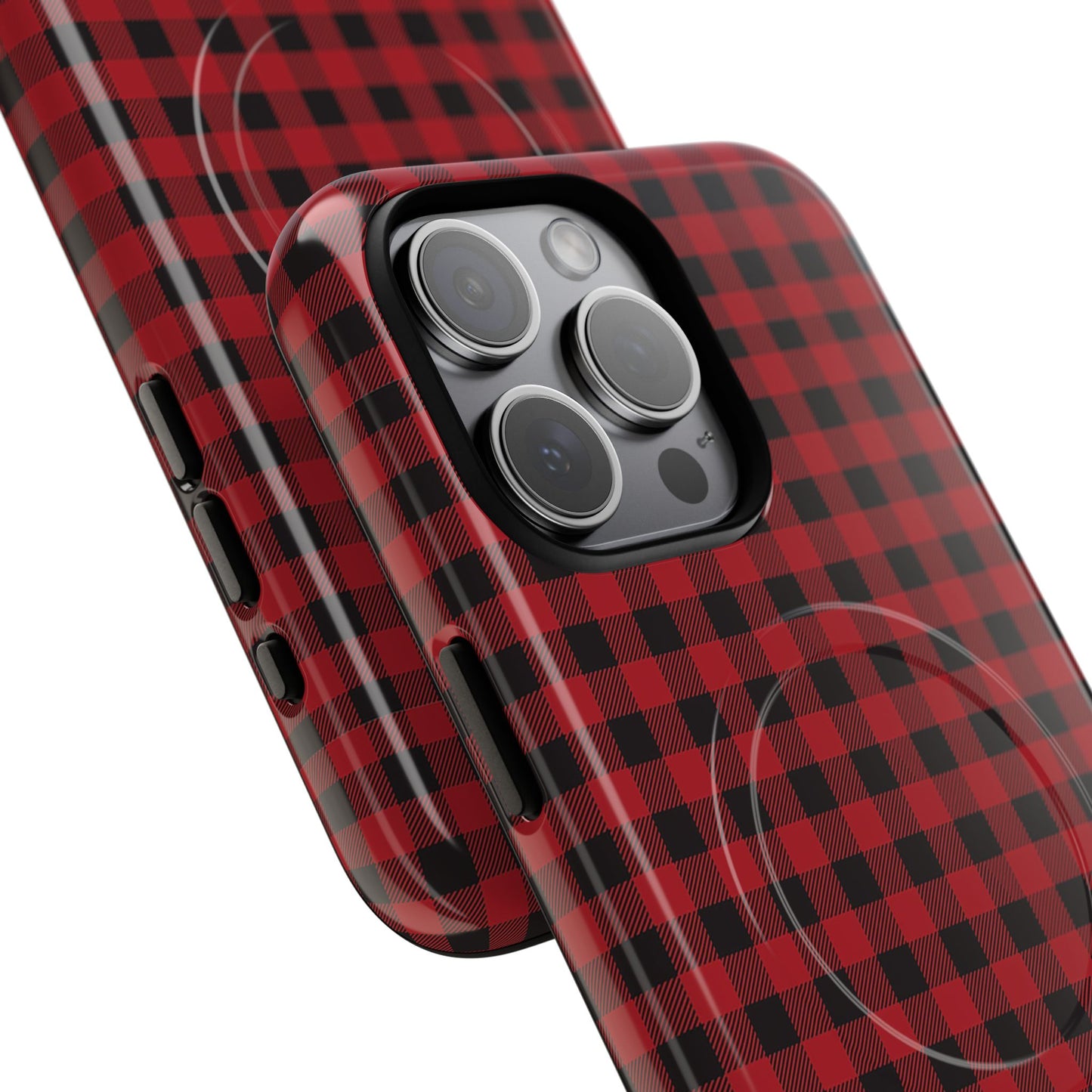 Tough Magnetic Phone Case - Red Plaid, Durable, Stylish Protection for iPhones, Gift for Outdoor Lovers, Unique Phone Cover