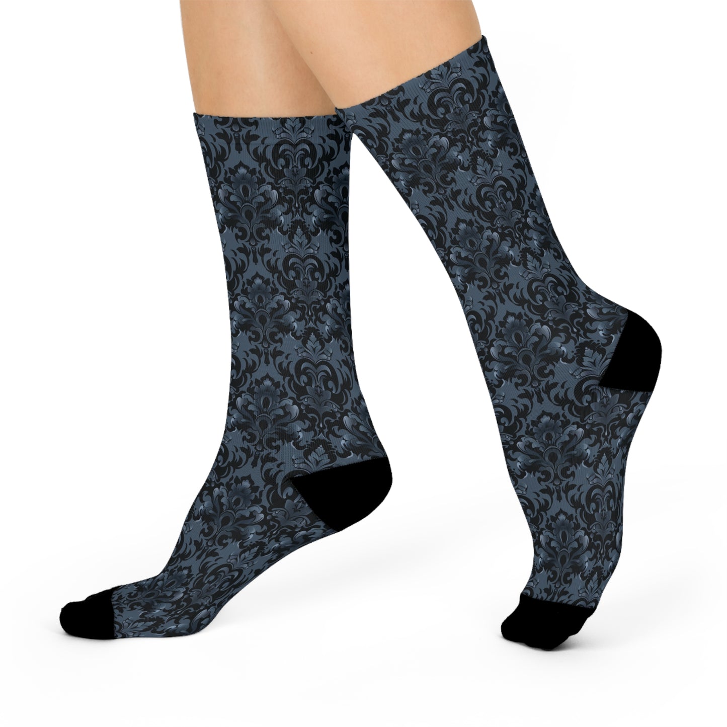 Opulent Dusk Cushioned Crew Socks - Comfortable DTG Print One-Size Style