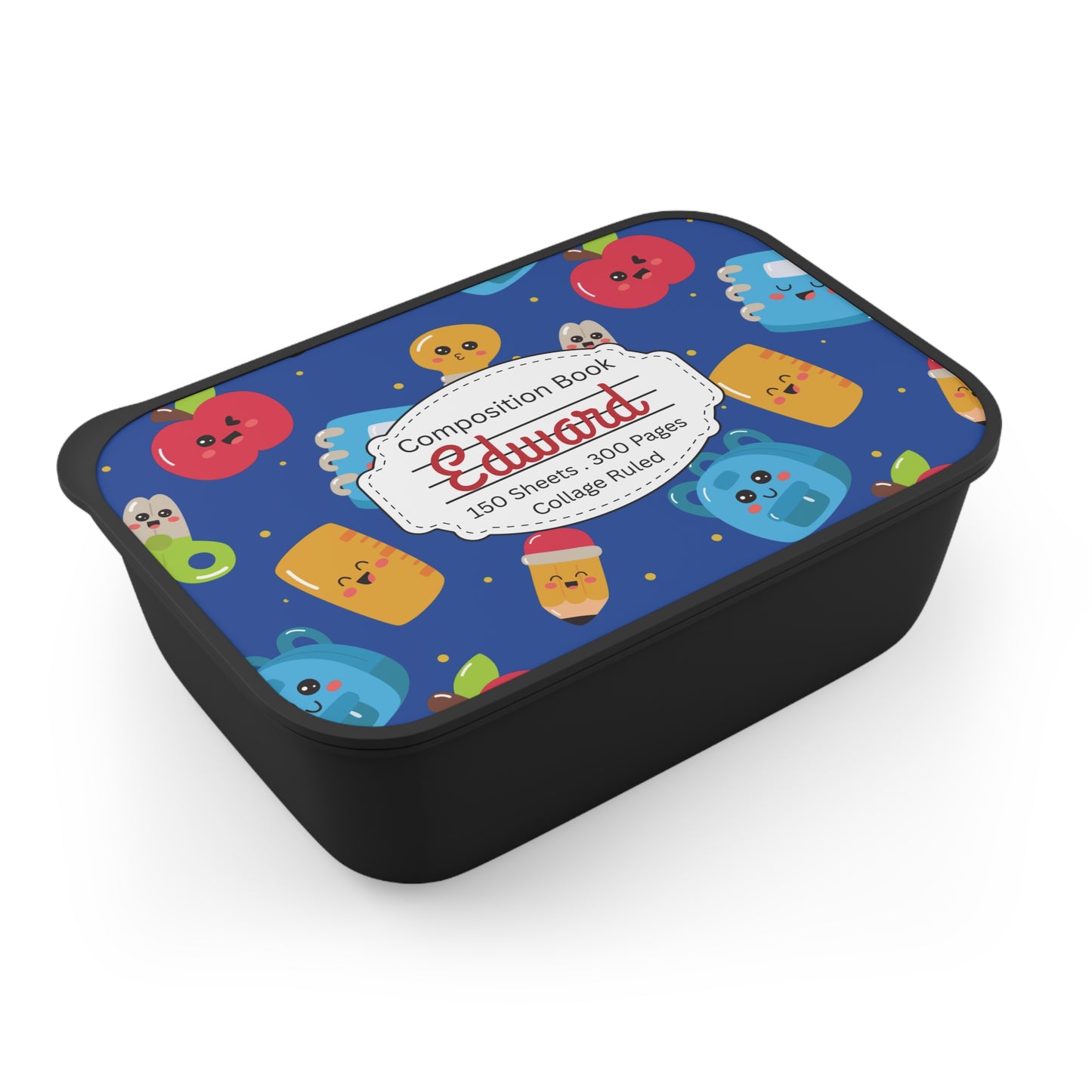 Personalized Kawaii Composition Book Composition Book Inspired Bento Box, Fun Lunch Container, School Lunch, Meal Prep, Kids' Utensils, Back to School, Child's Lunchbox