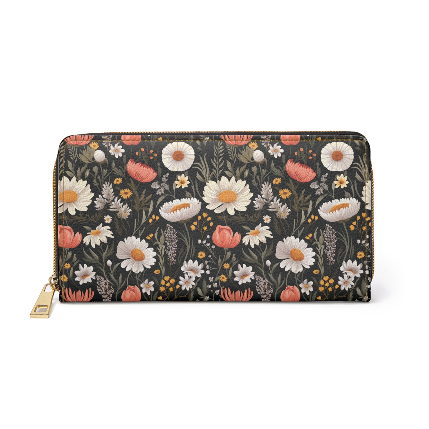 Blossom Elegance: Noir Garden Zipper Wallet, Chic Wallet for Women, Floral Print Purse, Everyday Organizer, Gift for Her, Mother's Day Wallet