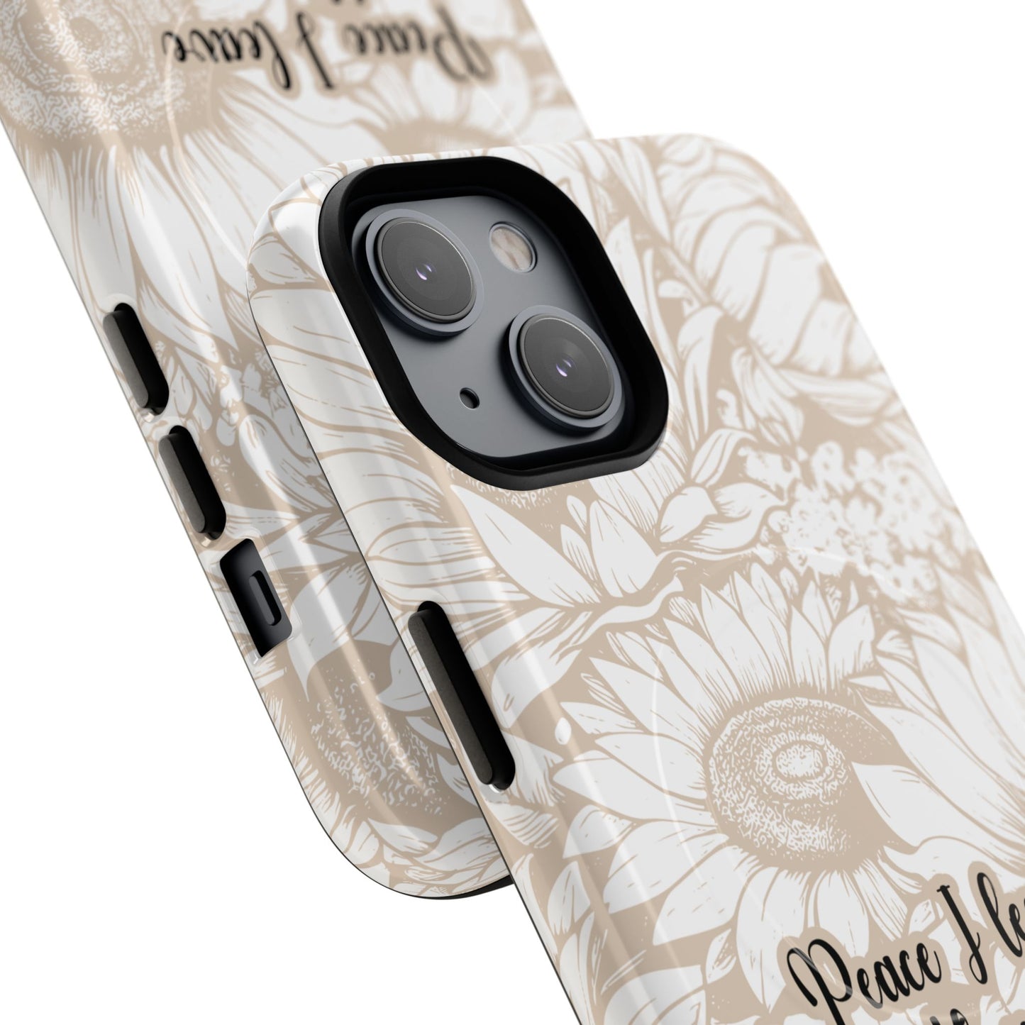 Peace I Leave with You John 14:27,Tough iPhone Magnetic MagSafe® Case Scripture, Sunflower Bible Verse,  iPhone® 13,  14, iPhone 15, iPhone 16, 17, Pro, Pro Max, Plus Cases.