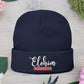 Stylish Knit Beanie with 'ELOHIM, Genesis 1:1' Embroidery, Winter Accessory, Religious Gift, Cozy Beanie Cap, Faith-Inspired Fashion