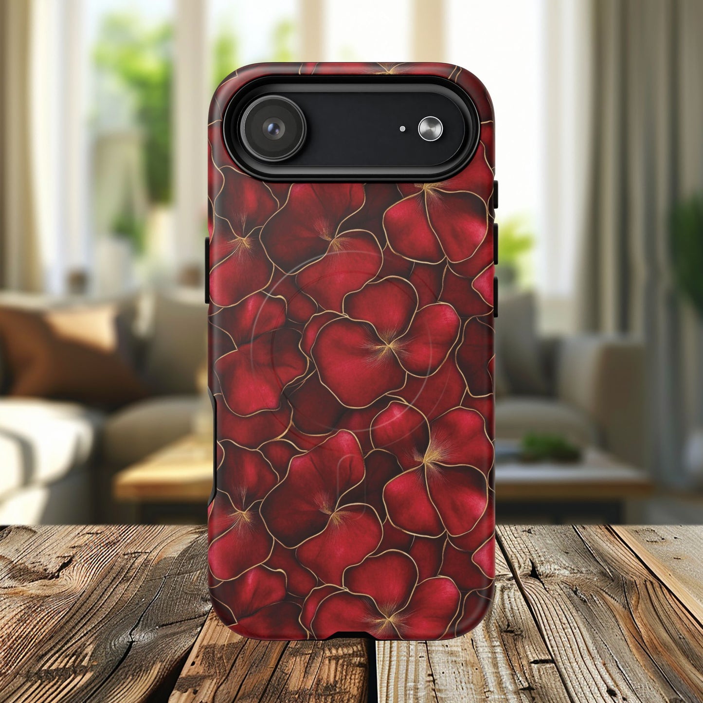 Velvet Petal Noir Tough iPhone Magnetic Case, iPhone Cover, Stylish Accessories, Gift for Her, Gift for Mother's, Floral Design, Protective iPhone Case