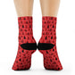 Winter Wonderland Red Crew Socks - Soft & Elastic Polyester/Spandex Blend - One Size Fits All