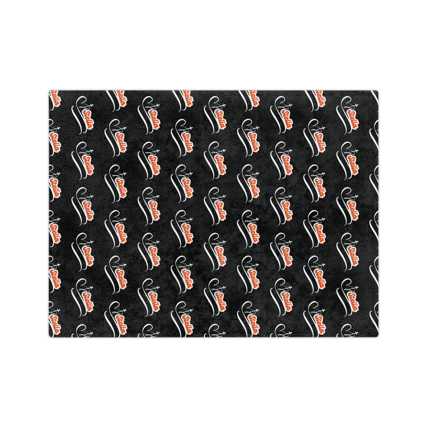 Personalized Name Velveteen Microfiber Blanket — Black Patterned ‘Smile’ Script Cozy Throw