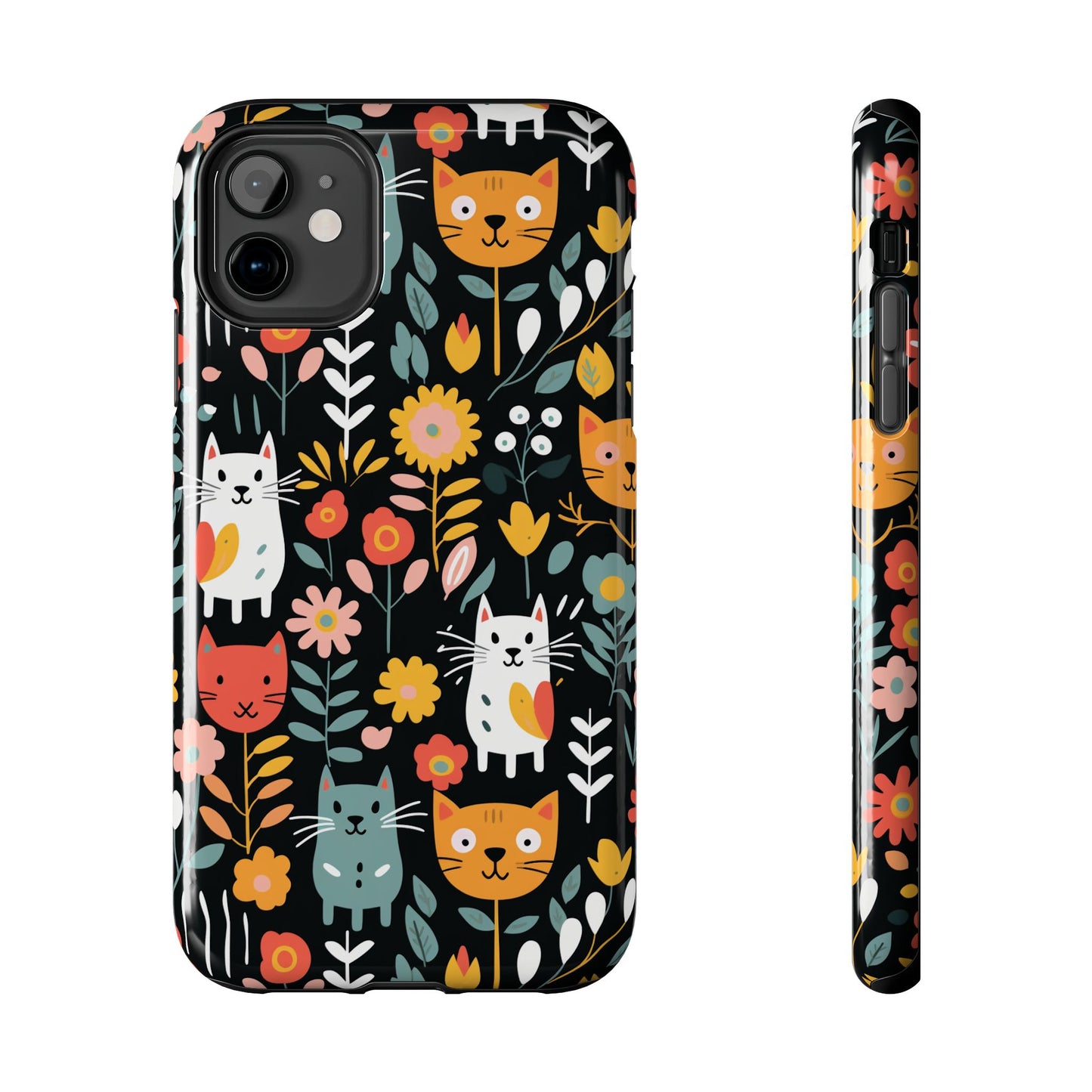 Whimsical Feline Garden iPhone and Samsung Tough Phone Cases,
