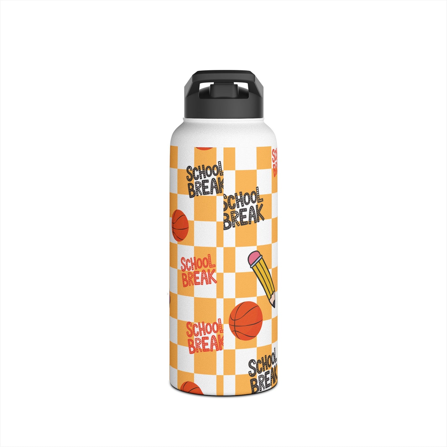 Personalized Orange Chalkboard Chic Inspired Stainless Steel Water Bottle for Kids, School Supplies, Eco-Friendly Drinkware, Back to School, Teacher Gifts
