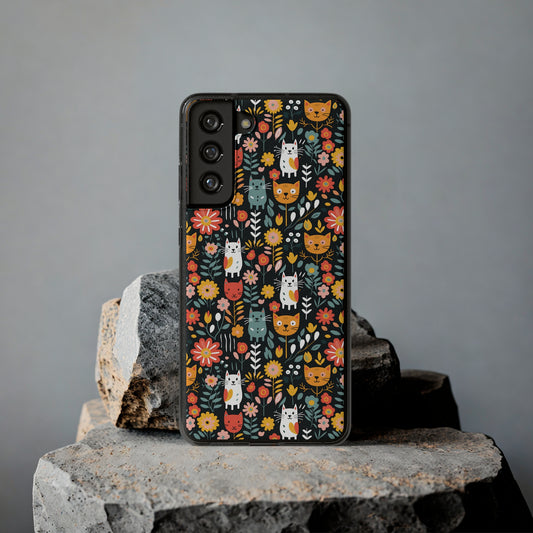 Whimsical Feline Garden Soft iPhone, Google and Samsung Cases