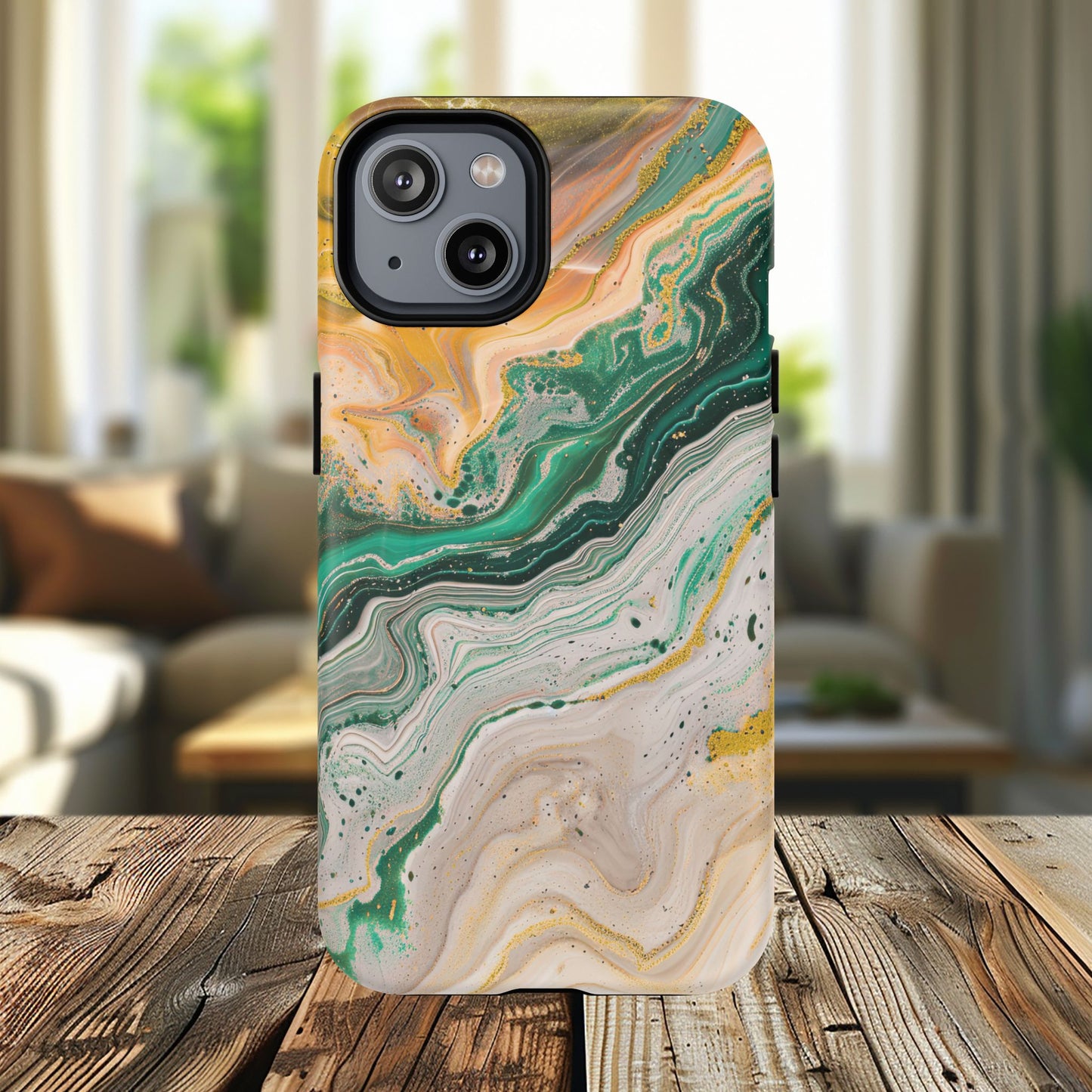 Magnetic iPhone Cases with Green Marble Design, Tough Magnetic Cases, iPhone Accessories, Gift for Her, Trendy iPhone Cover