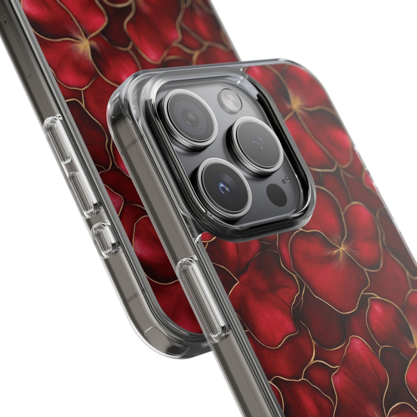 Velvet Petal Noir Floral Petal Clear Impact-Resistant iPhone and Samsung Case.