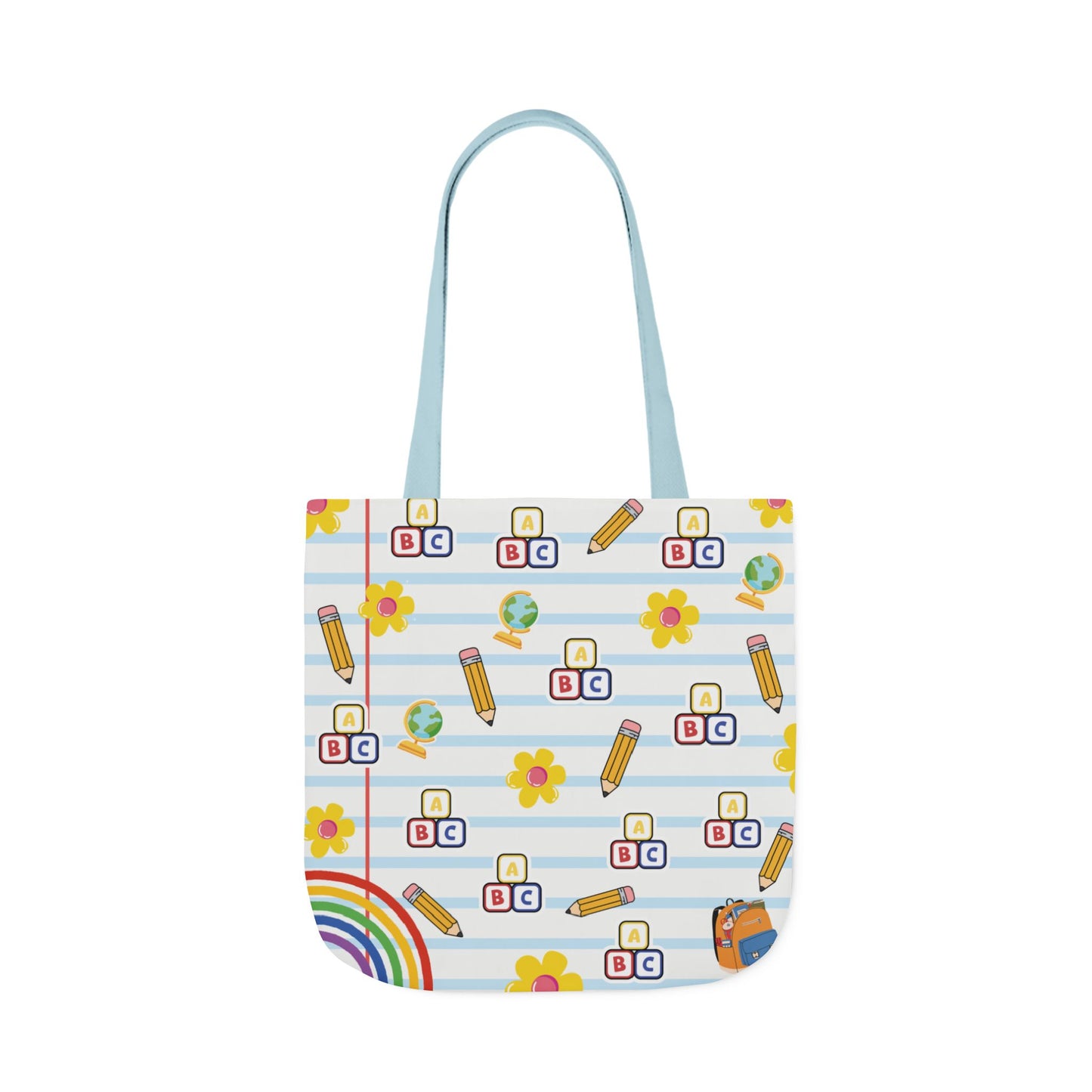 Personalized White Schoolyard Chic Composition Book Inspired Canvas Tote Bag with Colorful Straps, Cute School Bag, Eco-Friendly Tote, Back to School Shopping Bag, Teacher Gift Idea